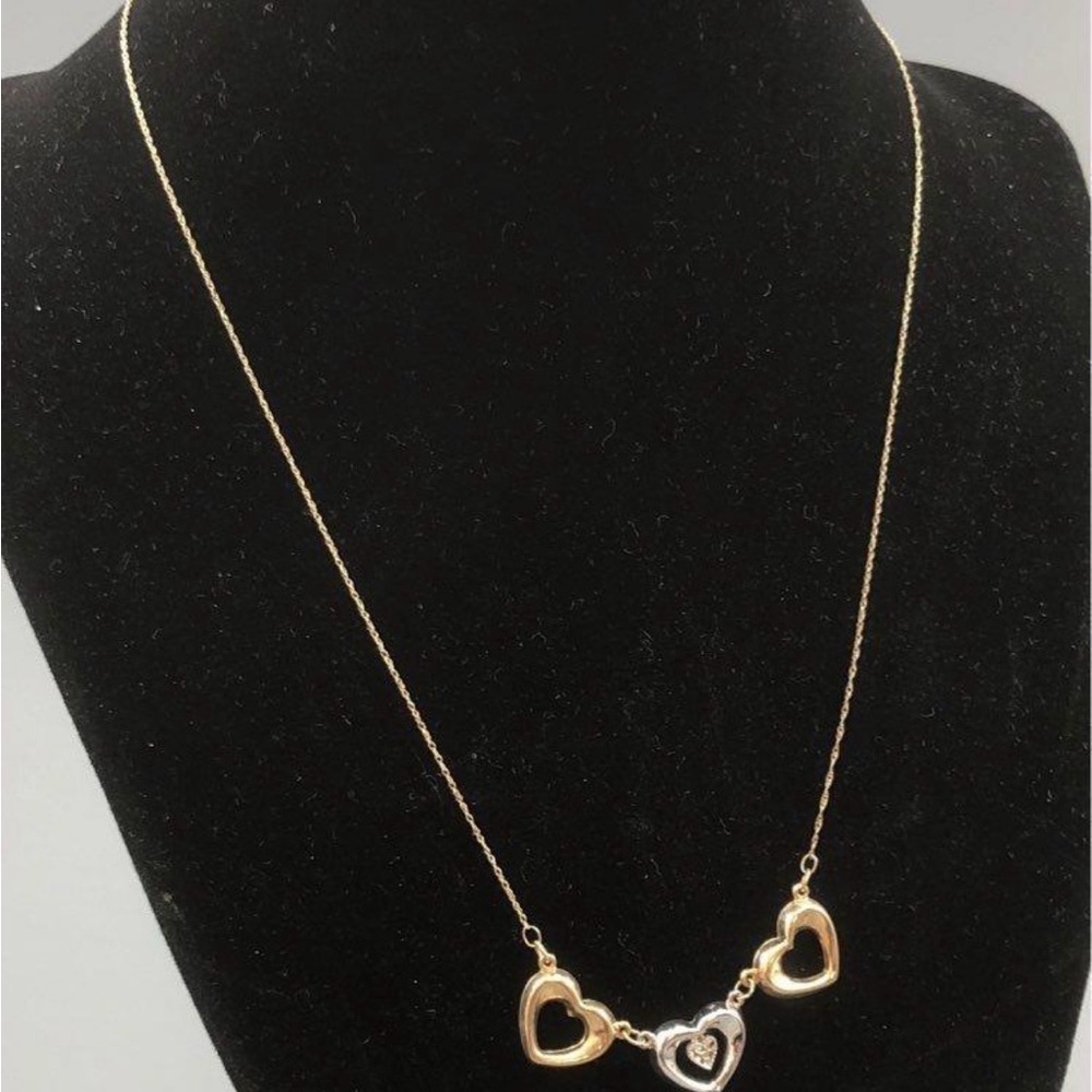 10K Two-Tone Gold 3 Heart Necklace